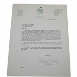 Bobby Jones Signed 1960 Augusta National Invitation to Past USGA President Isaac Grainger JSA ALOA