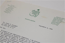 Bobby Jones Signed 1960 Augusta National Invitation to Past USGA President Isaac Grainger JSA ALOA