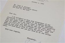 Bobby Jones Signed 1960 Letter to Isaac Grainger - Accepting Inv. to Join Augusta National JSA ALOA