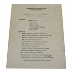 Mulit-Signed 1938 Walker Cup Luncheon Sheet - Ouimet, Keeler, Yates, Sweetser, & others JSA ALOA