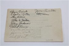 Mulit-Signed 1938 Walker Cup Luncheon Sheet - Ouimet, Keeler, Yates, Sweetser, & others JSA ALOA