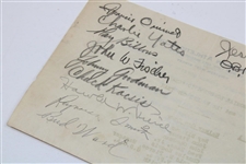 Mulit-Signed 1938 Walker Cup Luncheon Sheet - Ouimet, Keeler, Yates, Sweetser, & others JSA ALOA