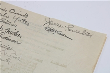 Mulit-Signed 1938 Walker Cup Luncheon Sheet - Ouimet, Keeler, Yates, Sweetser, & others JSA ALOA