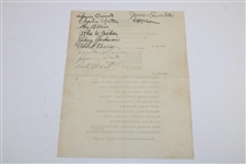 Mulit-Signed 1938 Walker Cup Luncheon Sheet - Ouimet, Keeler, Yates, Sweetser, & others JSA ALOA