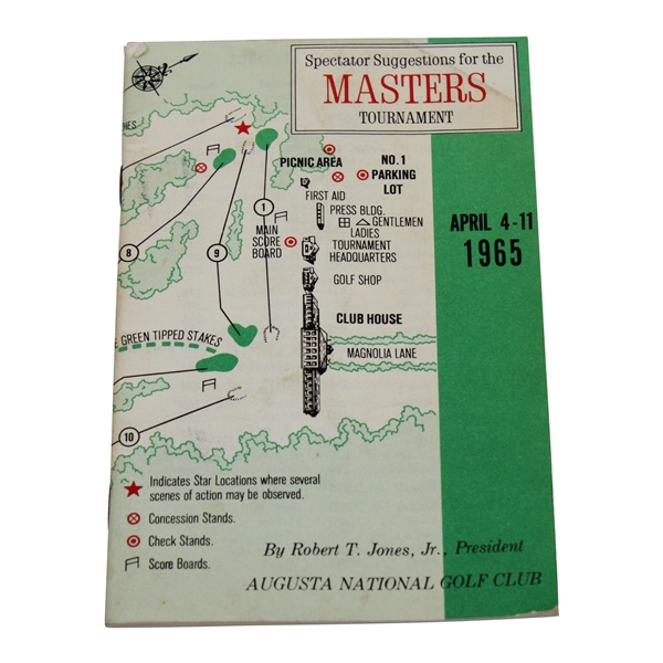 1965 Masters Tournament Spectator Guide - Jack Nicklaus Winner