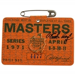 Charles Coody Signed 1971 Masters Tournament SERIES Badge # 4477 JSA ALOA