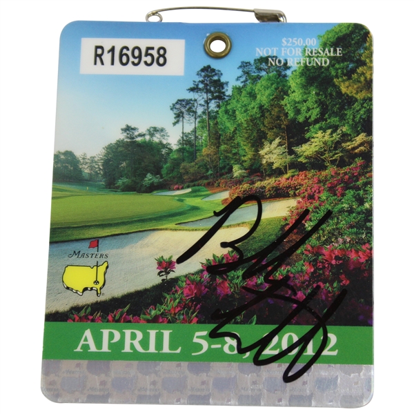 Bubba Watson Signed 2012 Masters Tournament SERIES Badge #R16958 JSA ALOA