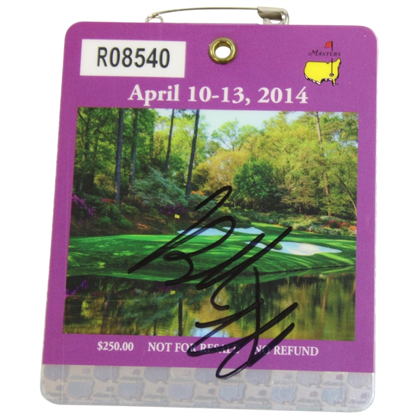 Bubba Watson Signed 2014 Masters Tournament SERIES Badge #R08540 JSA ALOA