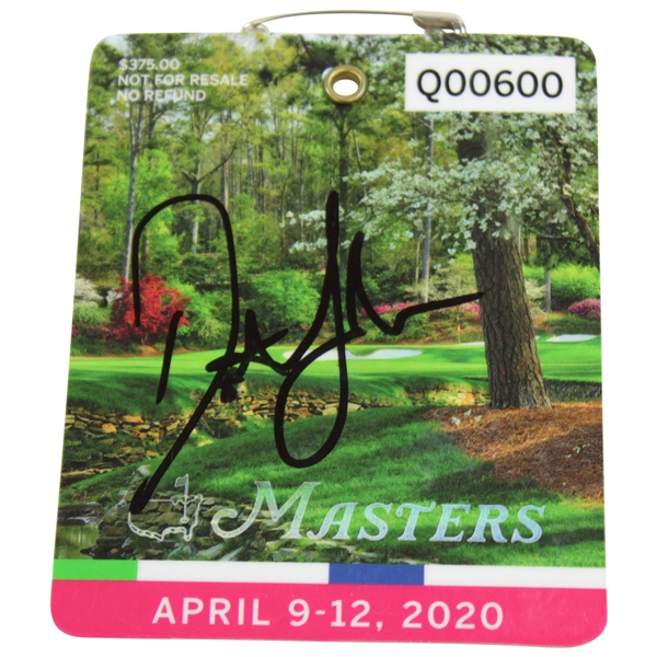 Dustin Johnson Signed 2020 Masters Tournament SERIES Badge #Q00600 JSA ALOA