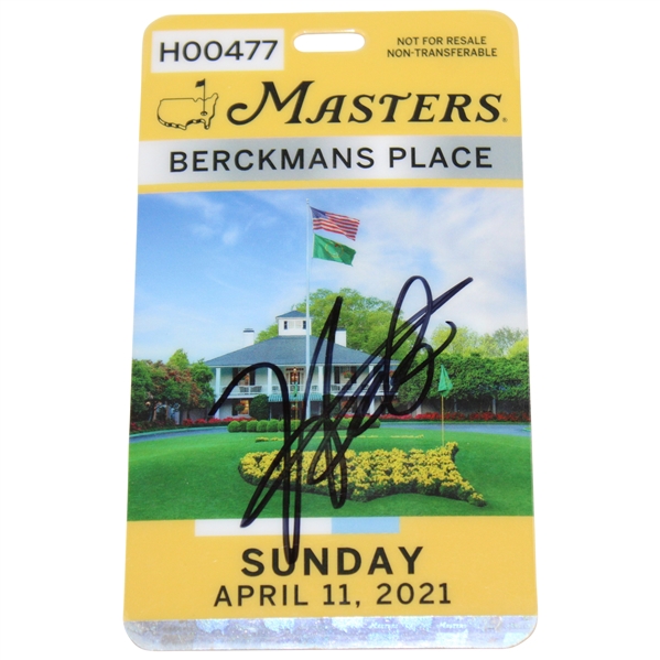 Hideki Matsuyama Signed 2021 Masters Berckmans Place Sunday Badge #H00477 JSA ALOA