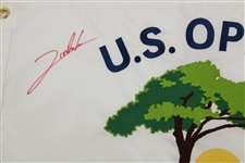Jon Rahm Signed 2021 US Open at Torrey Pines White Embroidered Flag JSA ALOA