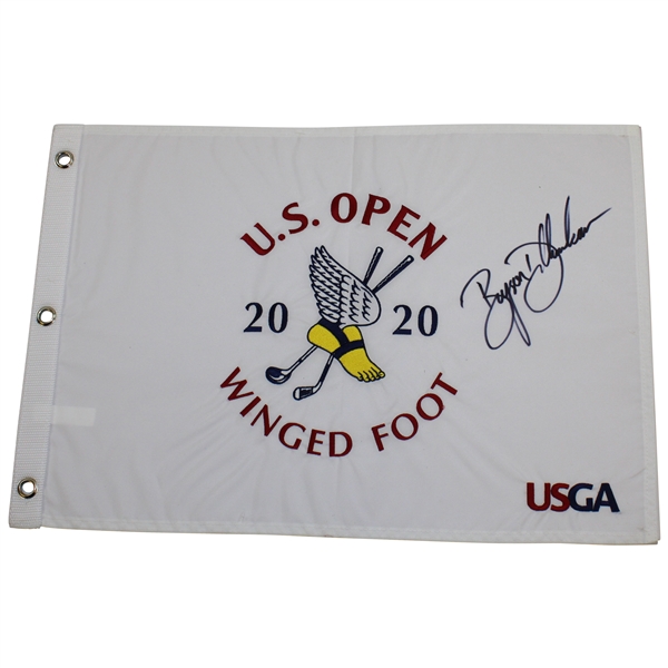 Bryson Dechambeau Signed 2020 US Open White Embroidered Flag JSA ALOA