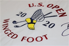 Bryson Dechambeau Signed 2020 US Open White Embroidered Flag JSA ALOA