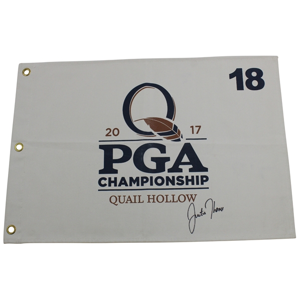 Justin Thomas signed 2017 PGA Championship at Quail Hollow Flag JSA ALOA