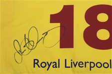 Rory McIlroy Signed 2014 OPEN at Royal Liverpool Yellow Screen Flag JSA ALOA
