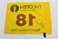 Rory McIlroy Signed 2014 OPEN at Royal Liverpool Yellow Screen Flag JSA ALOA
