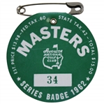 1962 Masters Tournament SERIES Badge #34 - Low Number