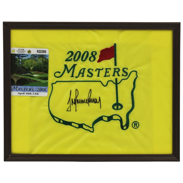 Trevor Immelman Signed 2008 Masters Flag w/Series Badge - Framed JSA ALOA