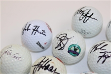 Dozen (12) Signed PGA Tour Stars Logo Golf Ball - Events They Won JSA ALOA