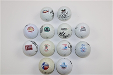 Dozen (12) Signed PGA Tour Stars Logo Golf Ball - Events They Won JSA ALOA
