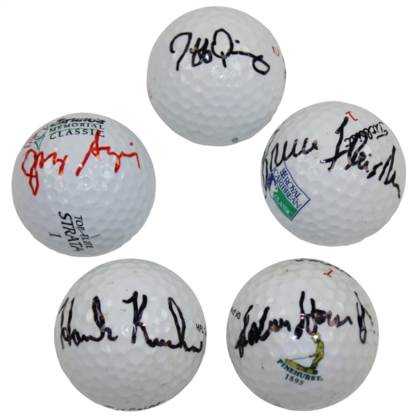 Five (5) Signed US am. Champ Golf Balls w/Labron Harris Jr. on Pinehurst JSA ALOA