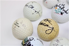 Ten (10) PGA Championship Winners Signed Logo Golf Balls JSDA ALOA