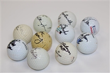 Ten (10) PGA Championship Winners Signed Logo Golf Balls JSDA ALOA