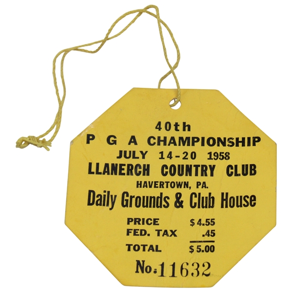 1958 PGA Championship at Llanerch Country Club SERIES Badge #11632