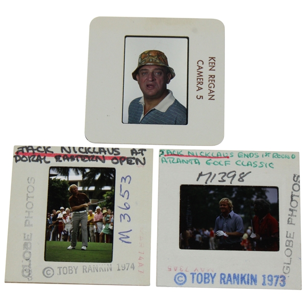 Jack Nicklaus Post Swing & with Angelo Photo Slides (Rankin) & Rodney Dangerfield Slide (Regan)