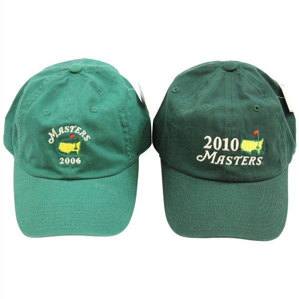 2006 Masters (Small Logo) & 2010 Masters (Large Logo) Green Caddy Hats