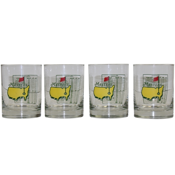 Set of Four (4) Undated Masters Logo/Scorecard Drinking Glasses