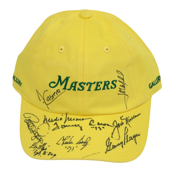 Nicklaus, Player, & Seven (7) Other Masters Champs Signed Masters Gallery Hat JSA ALOA