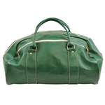 Vintage Masters Tournament Large Green Leather Duffel Bag - “Howe S”
