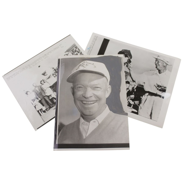 Three President Eisenhower Wire Photos - Scotland, Newport CC, & Augusta - 1952, 57, & 59