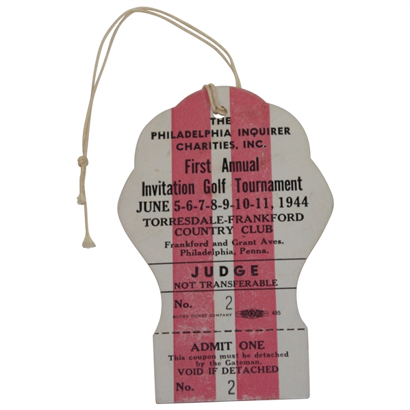 1944 1st Annual Philadelphia Inquirer Tournament Ticket #2 - Sam Byrd Winner