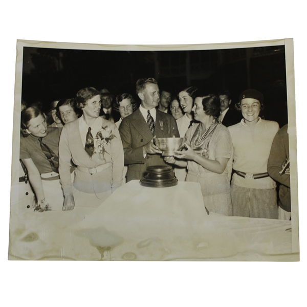 Glenna Collett Vare 1934 Curtis Cup with Herbert Jacques Press Photo 9/28/1934