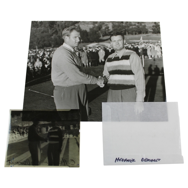 Jimmy Demaret & Clayton Heafner Shake Hands Alex J. Morrison Photo with Original Negative