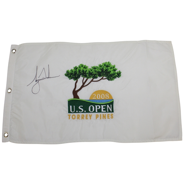 Tiger Woods Signed 2008 US Open at Torrey Pines Embroidered Flag JSA ALOA