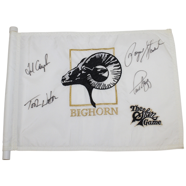 Payne Stewart, Fred Couples, Tom Watson & Azinger Signed Skins Game at Bighorn Course Flag JSA ALOA