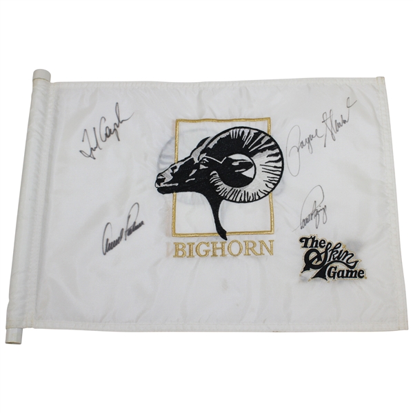 Arnold Palmer, Payne Stewart, Couples & Azinger Signed Skins Game at Bighorn Course Flag JSA ALOA