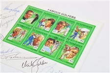 Hogan/Seve/Nicklaus/Player/Norman/Olazabal/Faldo Signed 1991 Famous $1 Golfer Stamps JSA #B58592