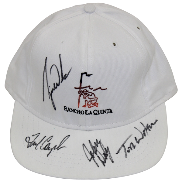 Tiger Woods, Couples, Daly & Tom Watson Signed Rancho La Quinta Hat JSA ALOA