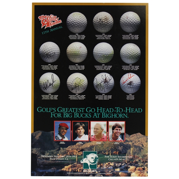 Arnold Palmer, Payne Stewart, Fred Couples & Azinger Signed 1993 Skins Poster JSA #B47369