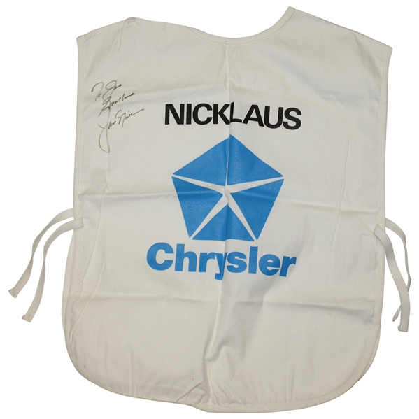 Jack Nicklaus Signed Chrysler Senior Skins Match Used Caddy Bib JSA ALOA