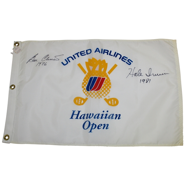 Ben Crenshaw & Hale Irwin Signed United Airlines Hawaiian Open Flag with Dates Won JSA ALOA