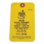 1956 Masters Tournament Fourth Rd Sunday Ticket #2898 - Jack Burke Winner