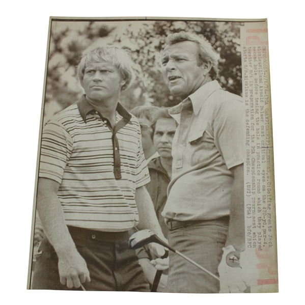 Jack Nicklaus & Arnold Palmer Pga Championship Wire Photo 8/7/1974