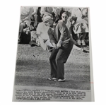 Jack Nicklaus Watches Ball Following Chip To 15Th Green 1966 Masters Wire Photo 4/8/66