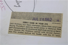 Jack Nicklaus Blasts From Sand Trap Wire Photo 7/20/1962