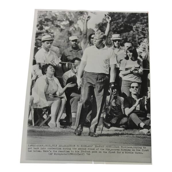 Jack Nicklaus Reacts To 30 Foot Putt Wire Photo 7/31/1966